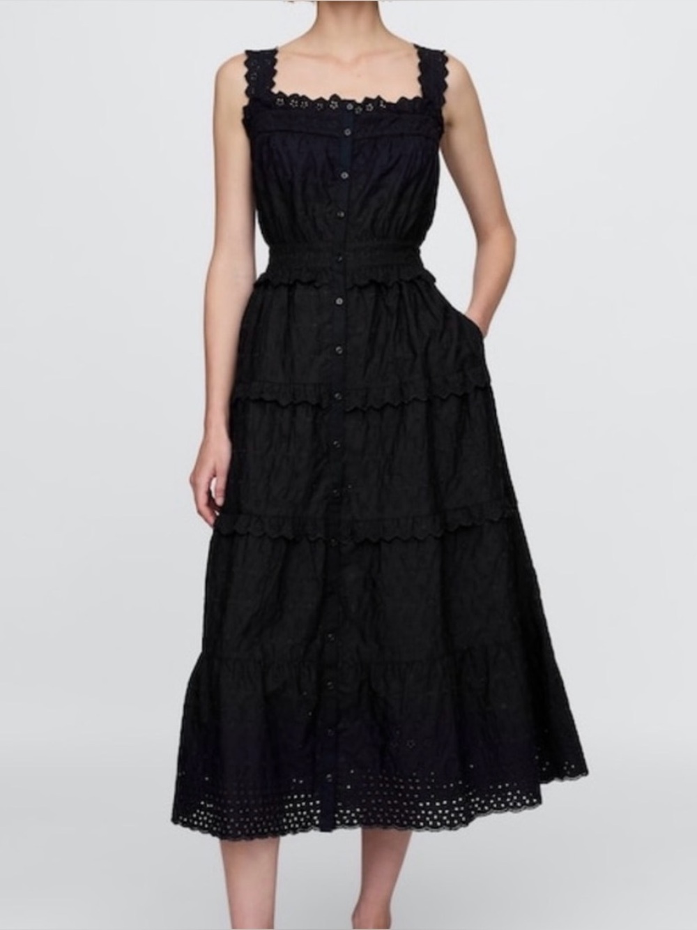 GAP x DOEN eyelet midi tiered dress limited edition